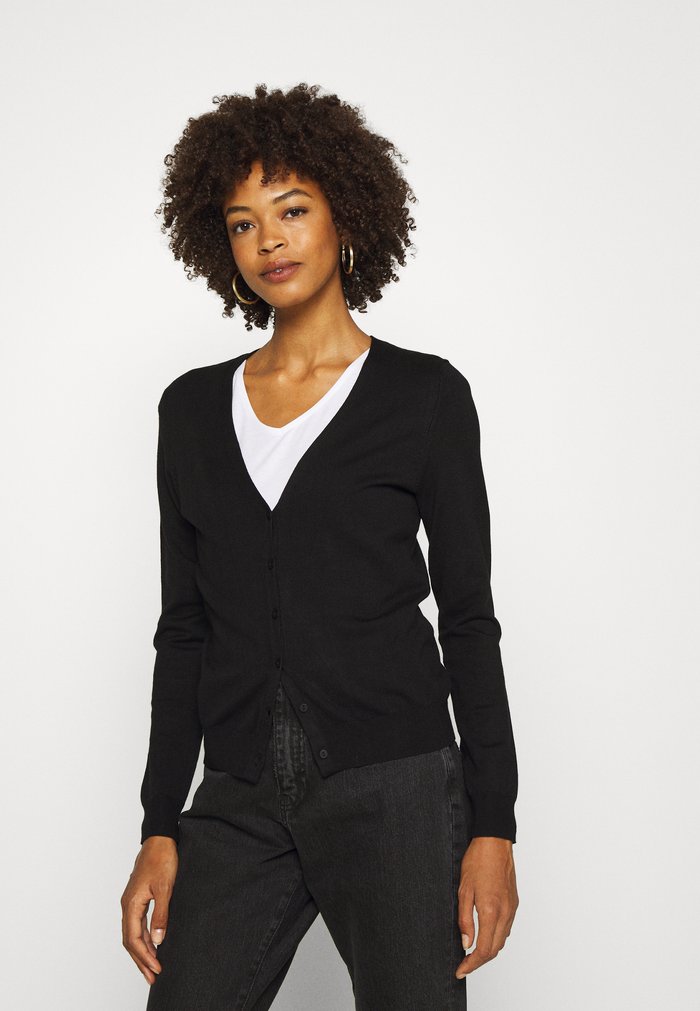 Cardigan Anna Field Basic V Neck Noir Femme | RFK-5759833